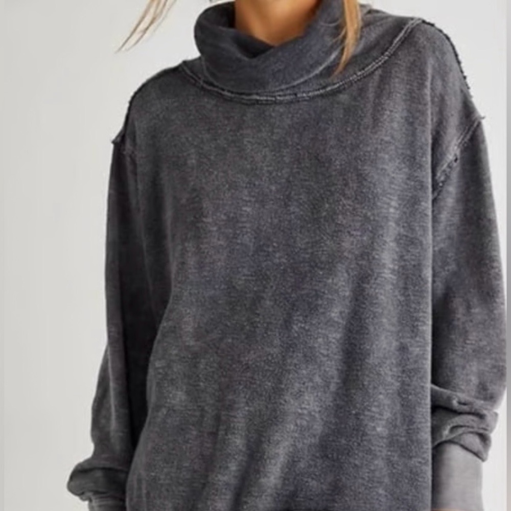 Free People | Cozy Charcoal Funnel Neck Sweater | Size S-XL